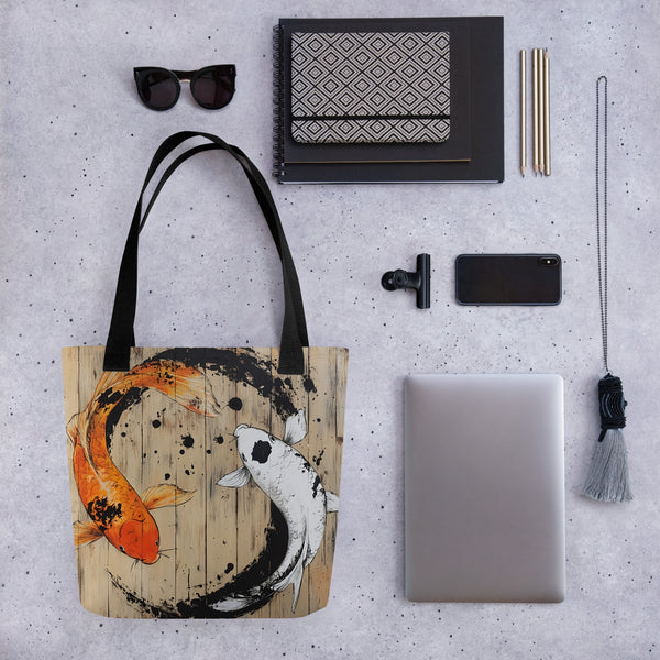 15" Koi Tote bag display