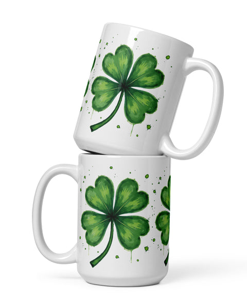 Left and Right side of Lucky Clover Coffee Mug 15 oz