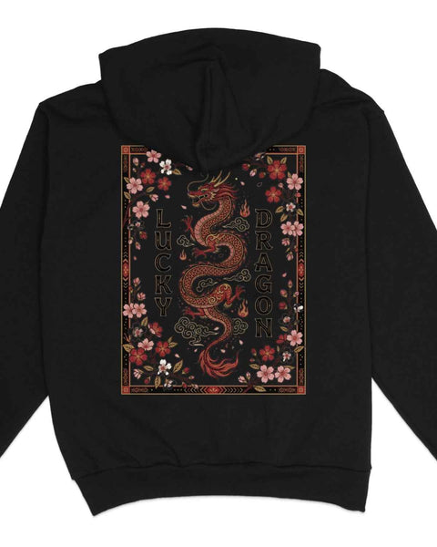 Lucky Dragon Floral Graphic Hoodie
