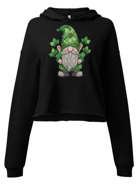 Lucky Gnome Cropped Hoodie in black