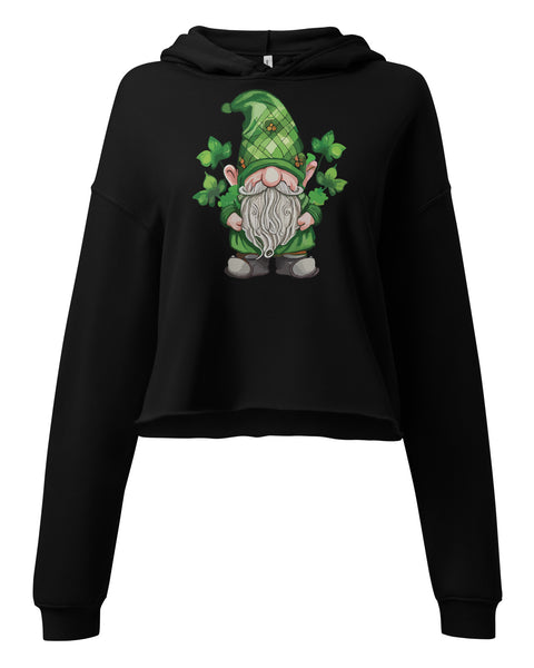 Lucky Gnome Cropped Hoodie in black