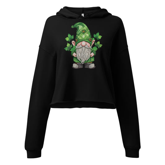 Lucky Gnome Cropped Hoodie in black
