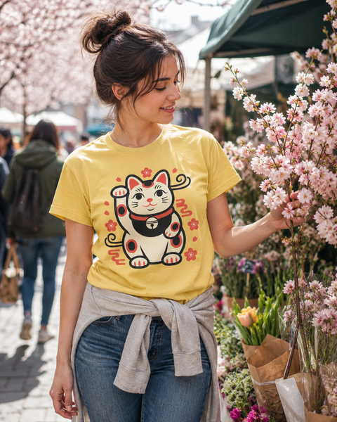 Maneki Neko Sakura Graphic Tee - My Lucky Tee