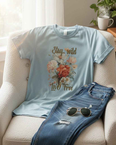 Stay Wild Live Free Floral Tee