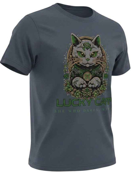She Who Dares Wins Lucky Cat Graphic Tee