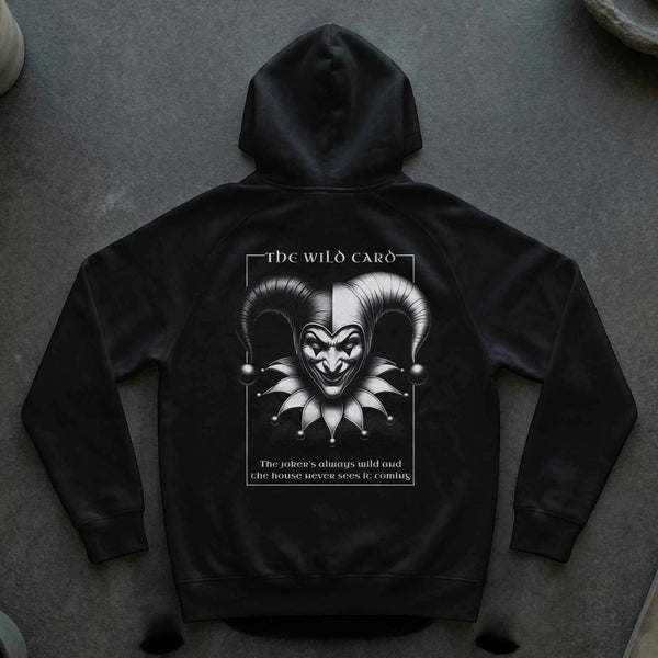 Wild Card Joker Graphic Hoodie | Dark Jester Streetwear Hoodie Black