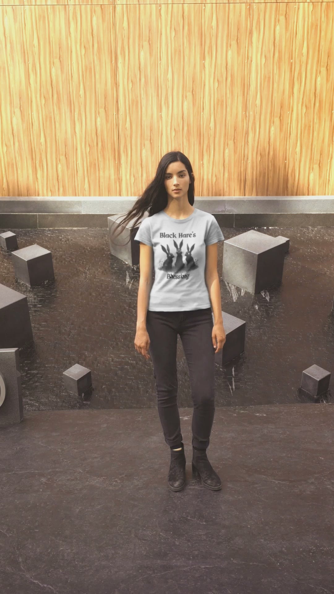 Black Rabbit T-Shirt, Black Hare's Blessing - Mystical aesthetic - Gothic Design from Store & Peace