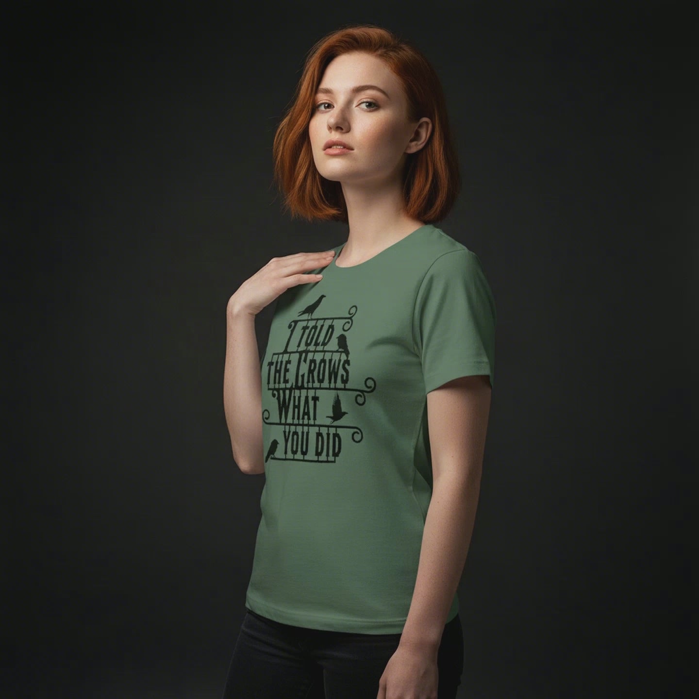 5 second video of the Green Bay color I Told the Crows tee