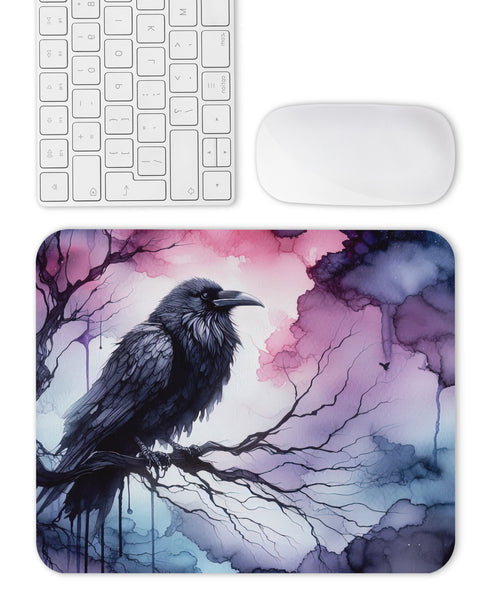 Raven's Perch Watercolor Design mouepad