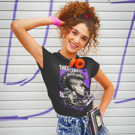 Black 80s Core Organic Cotton T-shirt model - My Lucky Tee