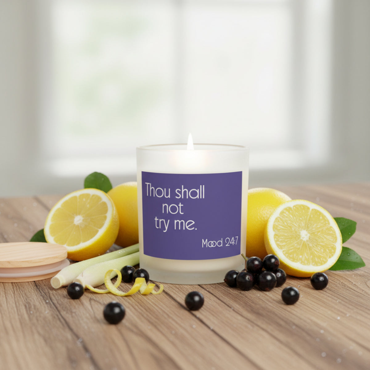 Thou Shall Not Try Me Candle Frosted (Pink Wick) Glass