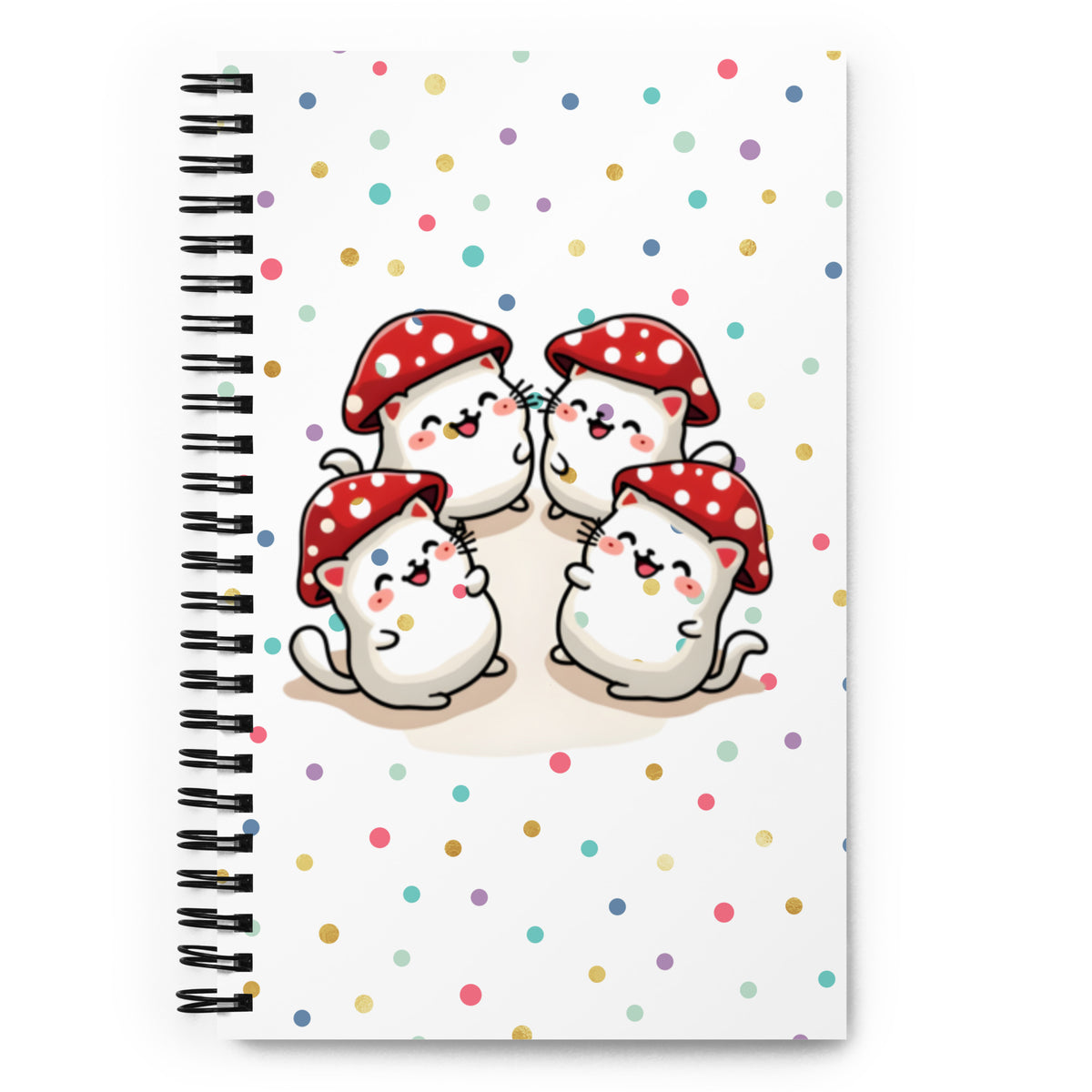 Kawaii Mushroom Cats Notebook - Dot Grid Journal