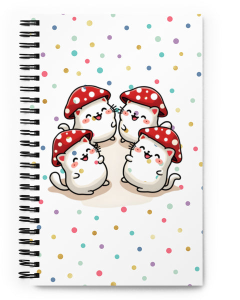 Kawaii Mushroom Cats Notebook - Dot Grid Journal