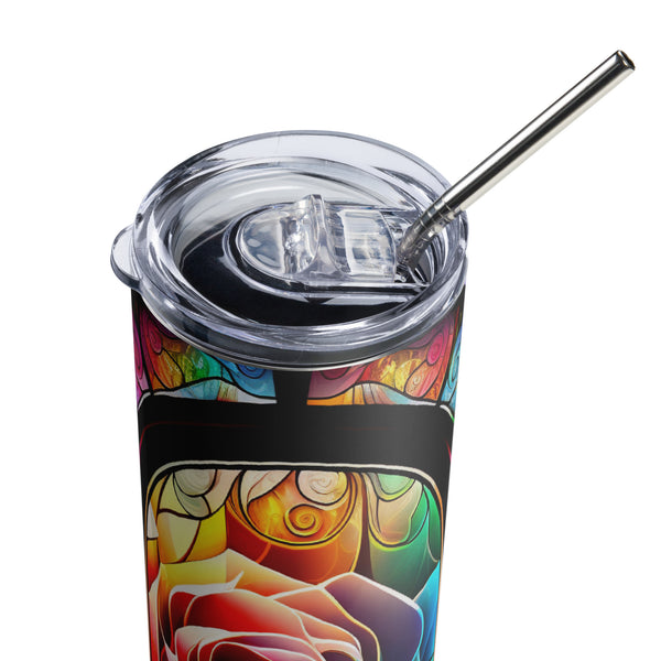 Stained Glass Rose Stainless Steel Tumbler