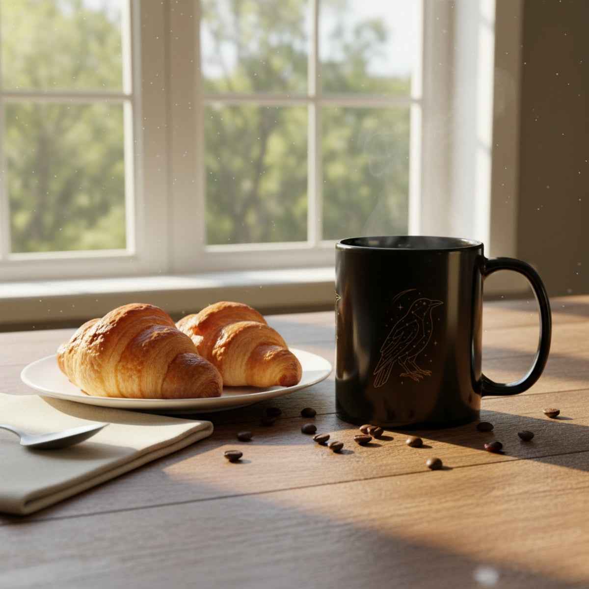 Starlit Crow Black Mug