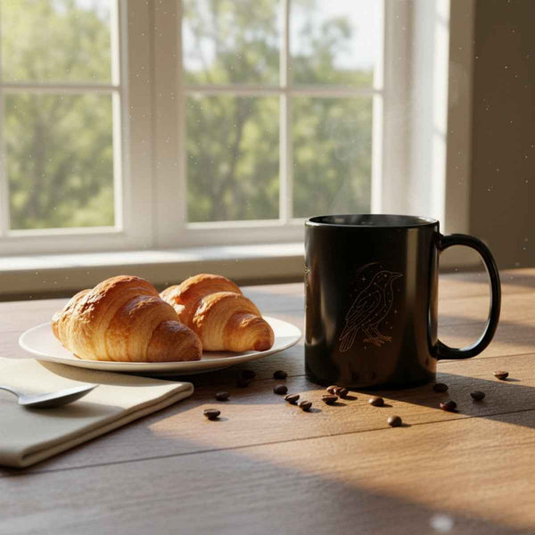 Starlit Crow Black Mug