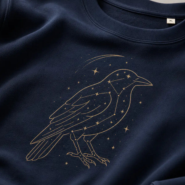 Starlit Crow Organic Sweatshirt - My Lucky Tee 