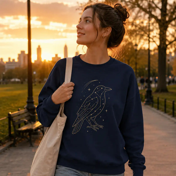 Starlit Crow Organic Sweatshirt - My Lucky Tee 
