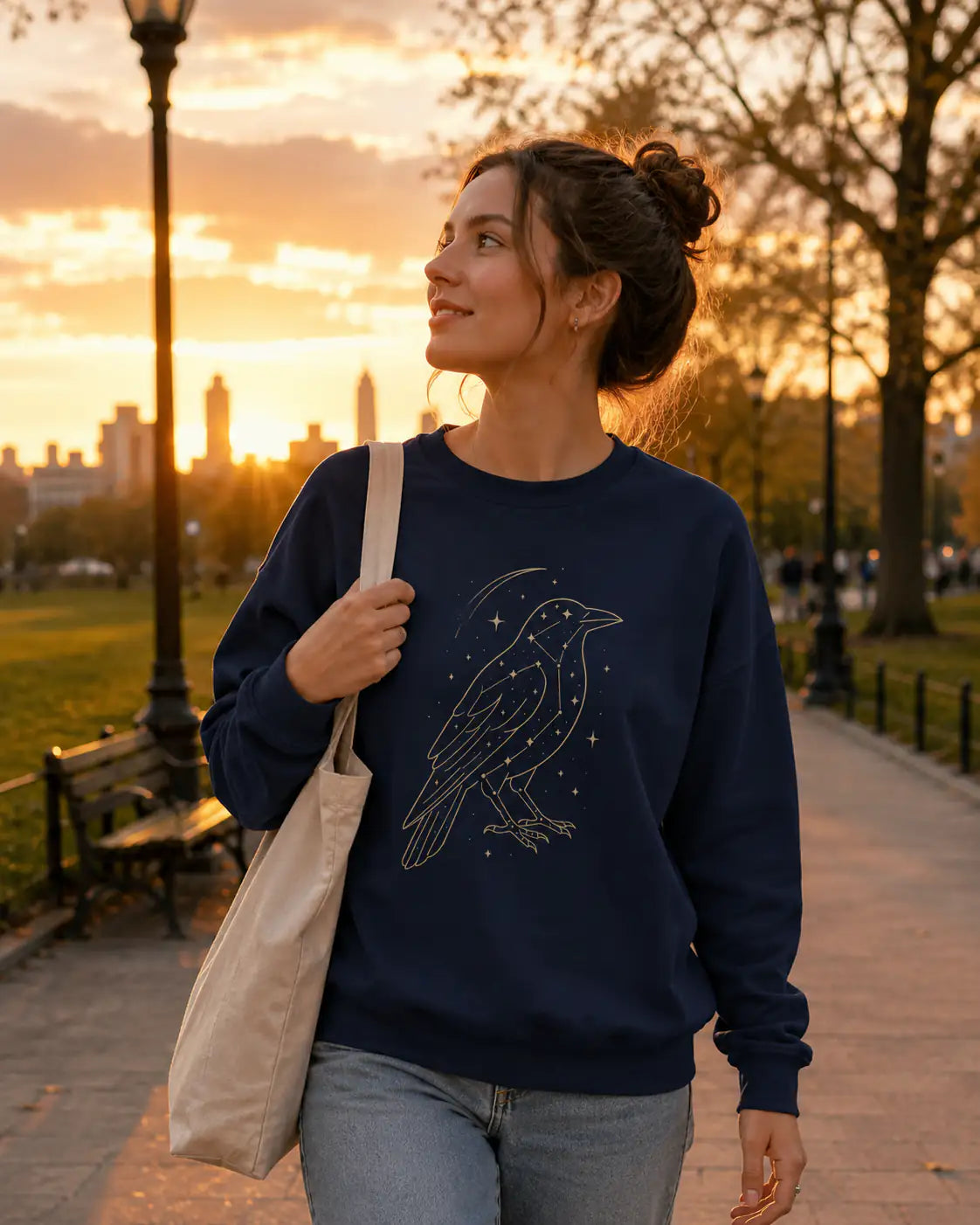 Starlit Crow Organic Sweatshirt - My Lucky Tee 
