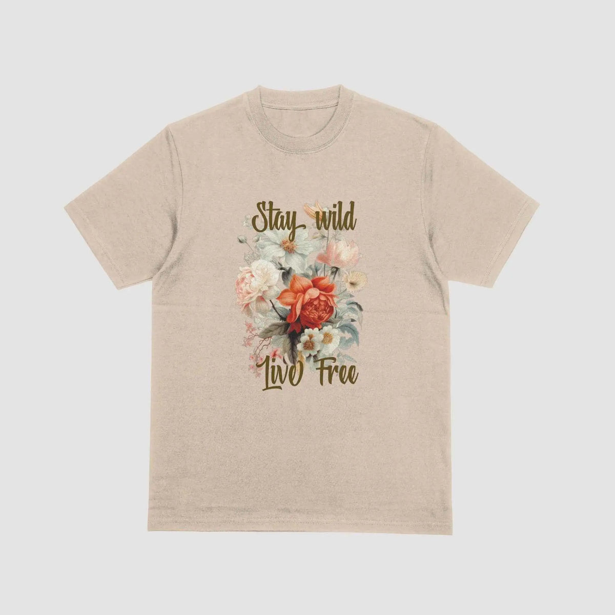 Stay Wild Live Free Floral Tee Ivory