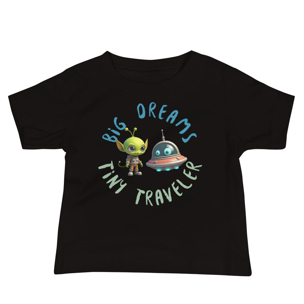 Tiny Traveler Big Dreams Baby Tee in black