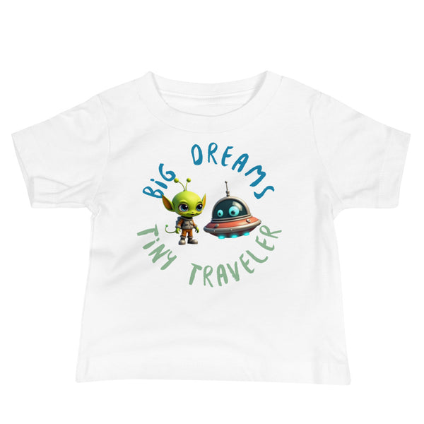 Tiny Traveler Big Dreams Baby Tee in white