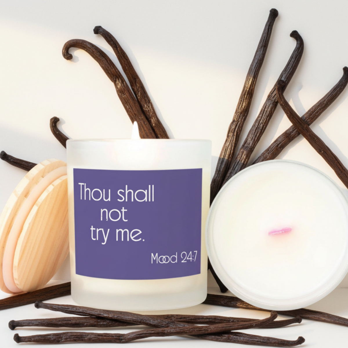 Thou Shall Not Try Me Candle Frosted (Pink Wick) Glass