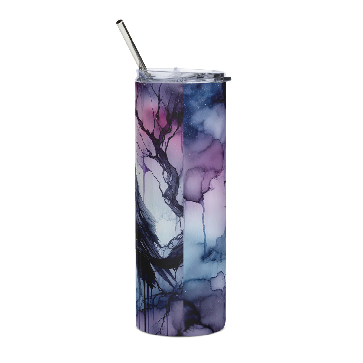 Watercolor Raven Tumbler back side view