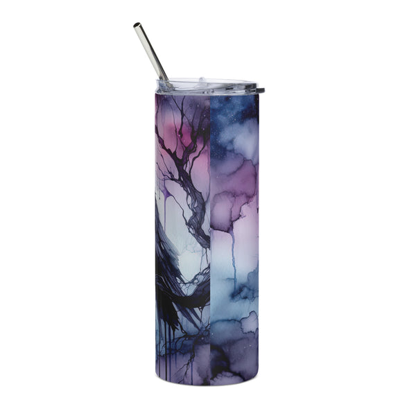 Watercolor Raven Tumbler back side view