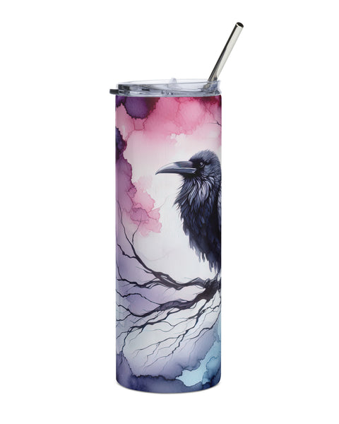 Watercolor Raven Front side view