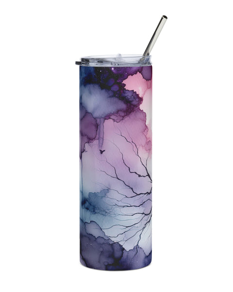 Watercolor Raven tumbler right side view