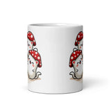 Kawaii Mushroom Cats Mug – Glossy Ceramic Coffee Cup (11oz, 15oz, 20oz) 
