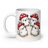 Kawaii Mushroom Cats Mug – Glossy Ceramic Coffee Cup (11oz, 15oz, 20oz) 